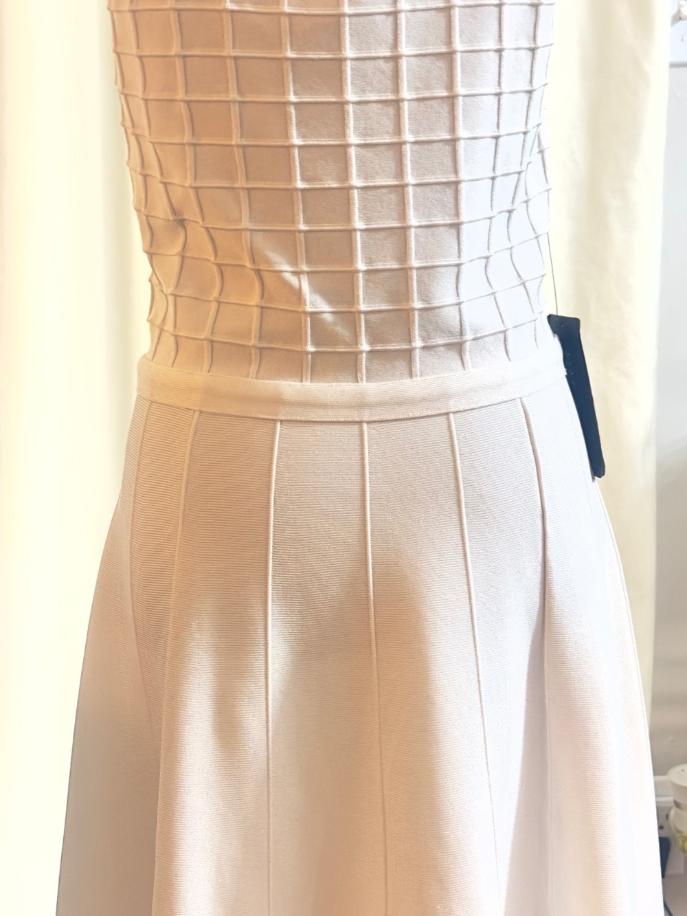 Guess by Marciano White Textured Grid Knit Midi Dress